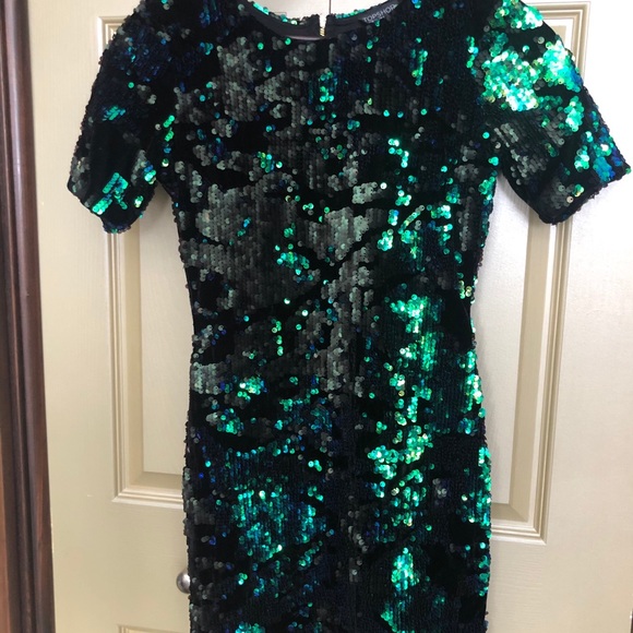 Top shop green sequin dress - Picture 3 of 4
